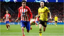 Jose Gimenez of Atletico de Madrid and Marco Reus of Borussia Dortmund