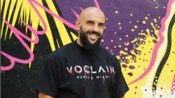 Messi's bodyguard Yassine Cheuko poses for a picture.