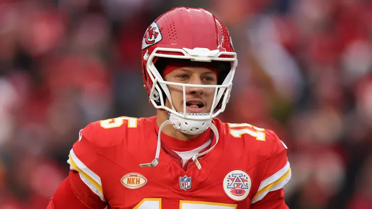 Patrick Mahomes looks on during a game.