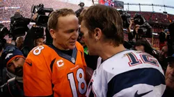Peyton Manning greeting Tom Brady after a Broncos vs. Patriots game