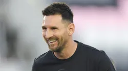 Lionel Messi looks on at the crowd during the Youth International Cup Opening Ceremony match at Chase Stadium on May 24, 2024 in Fort Lauderdale, Florida.