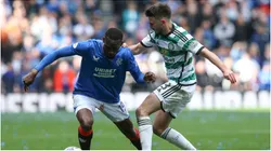 Abdallah Sima of Rangers vies with Greg Taylor of Celtic