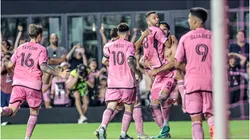 Leonardo Campana of Inter Miami scores and celebrates his goal with teammates