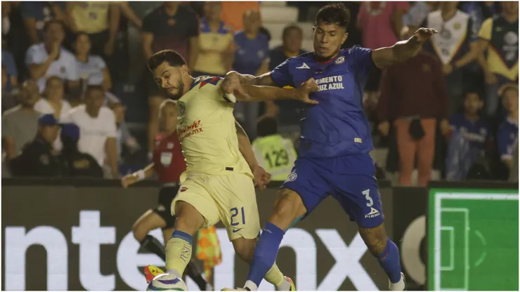 Henry Martin of Club America and Carlos Salcedo of Cruz Azul