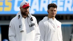 Travis Kelce (left) with Patrick Mahomes (right) during the 2023 NFL season