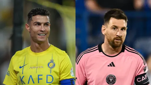 Cristiano Ronaldo (left. Al Nassr) and Lionel Messi (right, Inter Miami)