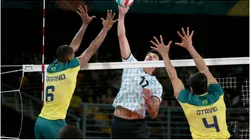 Bruno Lima of Argentina in action during the men's Volleyball against Brazil