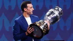 Lionel Scaloni holding the Copa America trophy