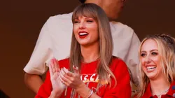 Taylor Swift supporting Travis Kelce during a Kansas City Chiefs game
