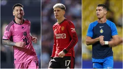 Messi (left), Garnacho (c) and Ronaldo.