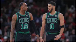 Oshae Brissett and Jayson Tatum of the Boston Celtics