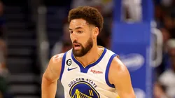 Klay Thompson #11 of the Golden State Warriors looks to pass during a game against the Orlando Magic at Amway Center on November 03, 2022 in Orlando, Florida.