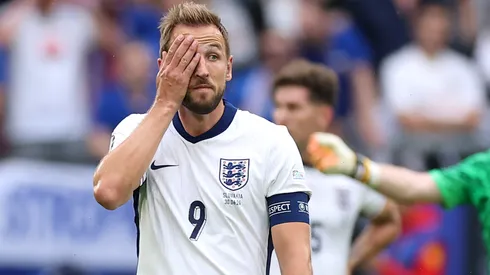 Harry Kane of England looks dejected after Ivan Schranz of Slovakia scores his team's first goal.