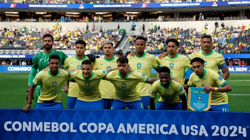 Players of Brazil pose for a team photo during the CONMEBOL Copa America 2024.