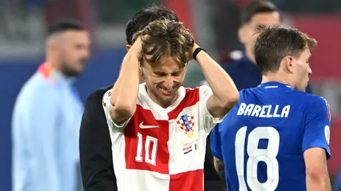 Luka Modric of Croatia reacts at full-time following the team's draw in the UEFA EURO 2024 group stage match between Croatia and Italy at Football Stadium Leipzig on June 24, 2024 in Leipzig, Germany.