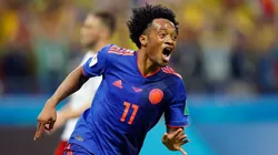 Juan Cuadrado of Colombia celebrates after scoring his team's third goal during the 2018 FIFA World Cup