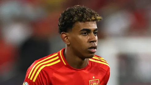 Lamine Yamal of Spain looks on during the UEFA EURO 2024 group stage match between Spain and Italy at Arena AufSchalke on June 20, 2024 in Gelsenkirchen, Germany.