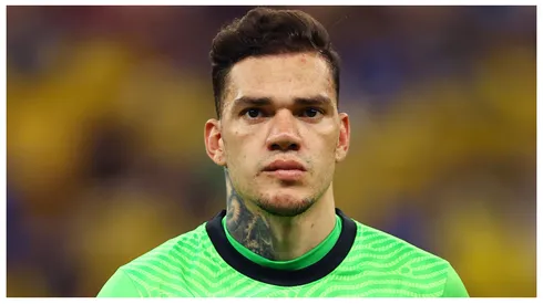 Ederson of Brazil looks on prior to a match between Brazil and Uruguay as part of South American Qualifiers.