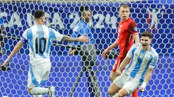 Julian Alvarez of Argentina celebrates after scoring the team's first goal during the CONMEBOL Copa America group A match between Argentina and Canada at Mercedes-Benz Stadium on June 20, 2024 in Atlanta, Georgia.