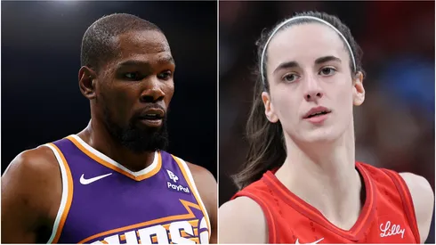 Kevin Durant (left, Phoenix Suns), Caitlin Clark (right, Indiana Fever)