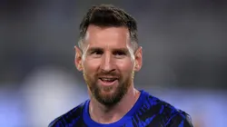 Lionel Messi of Argentina reacts during warm up prior to an international friendly match between Argentina and Panama at Estadio Más Monumental Antonio Vespucio Liberti on March 23, 2023 in Buenos Aires, Argentina.