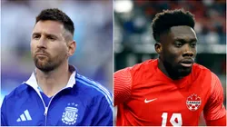 Lionel Messi of Argentina (left) and Alphonso Davies of Canada.