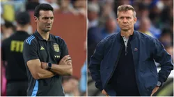 Argentina coach Lionel Scaloni (left) and Canada manager Jesse Marsch.
