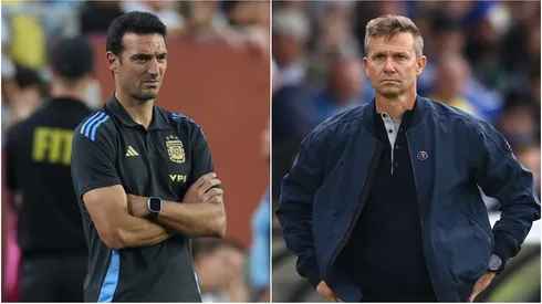 Argentina coach Lionel Scaloni (left) and Canada manager Jesse Marsch.