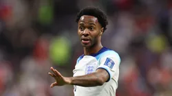 Raheem Sterling of England in action during the FIFA World Cup Qatar 2022 quarter final match between England and France at Al Bayt Stadium on December 10, 2022 in Al Khor, Qatar.
