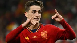 Gavi celebrates his goal with Spain during the 2022 Qatar FIFA World Cup