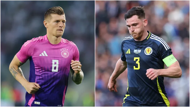 Toni Kroos (left) and Andy Robertson.