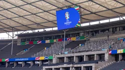 A general view of the stadium and media tribune ahead of the UEFA EURO 2024 Germany at Olympiastadion on June 07, 2024 in Berlin, Germany. Germany is hosting the Euro 2024, which will begin on June 14.