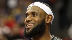 LeBron James smiles before a game.