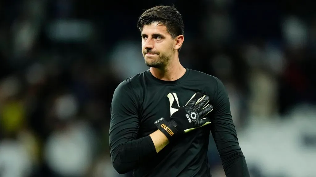 Thibaut Courtois greets fans after a game.