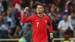 Cristiano Ronaldo of Portugal celebrates scoring Portugal second goal during the International Friendly match between Portugal and Republic of Ireland at Estadio Municipal de Aveiro on June 11, 2024 in Aveiro, Portugal.