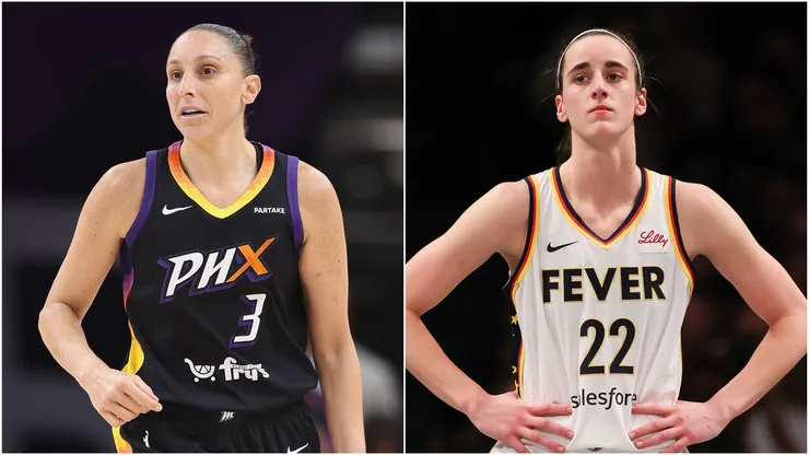 Diana Taurasi (left) and Caitlin Clark.