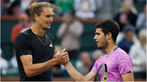 Carlos Alcaraz of Spain and Alexander Zverev of Germany