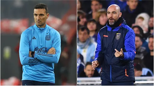 Argentina manager Lionel Scaloni (left) and Ecuador coach Felix Sanchez Bas.