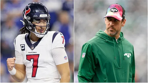CJ Stroud (left) and Aaron Rodgers.
