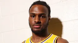 Bronny James #9 of the Los Angeles Lakers poses for a portrait during the 2024 NBA Rookie Photo.