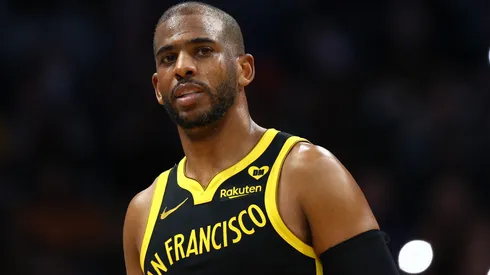 Chris Paul #3 of the Golden State Warriors looks on following a timeout during the second half of the game against the Charlotte Hornets at Spectrum Center on March 29, 2024 in Charlotte, North Carolina.