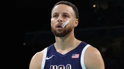 Stephen Curry #4 of Team United States looks on prior to the Men's Group Phase - Group C game between Serbia and the United States on day two of the Olympic Games Paris 2024