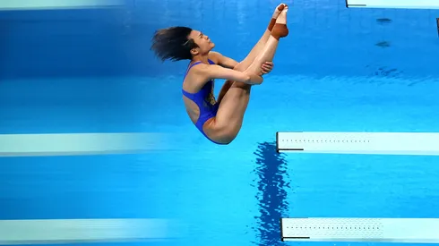 Tingmao Shi of Team China competes in the Women's 3m Springboard Semi final on day eight of the Tokyo 2020 Olympic Games at Tokyo Aquatics Centre on July 31, 2021 in Tokyo, Japan.