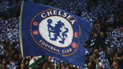 A Chelsea flag is waved during the UEFA Champions League Quarter Final Second Leg match between Chelsea and Liverpool at Stamford Bridge on April 14, 2009 in London, England.