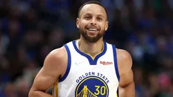 Stephen Curry #30 of the Golden State Warriors reacts to a play during the second quarter against the Dallas Mavericks in Game Three of the 2022 NBA Playoffs Western Conference Finals at American Airlines Center.