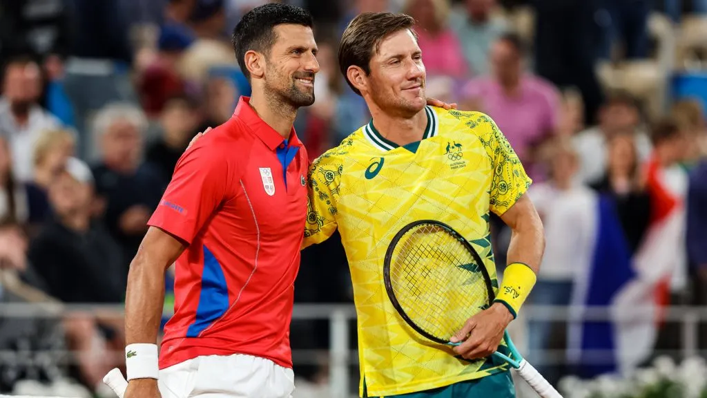 Novak Djokovic and Matthew Ebden in their first match at Paris 2024 Olympic Games. IMAGO / Eibner