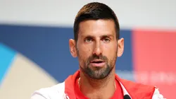 Novak Djokovic of Team Serbia speaks to the media during a Team Serbia Press Conference at Main Press Centre ahead of the Paris 2024 Olympic Games