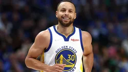 Stephen Curry #30 of the Golden State Warriors reacts to a play during the second quarter against the Dallas Mavericks in Game Three of the 2022 NBA Playoffs Western Conference Finals at American Airlines Center on May 22, 2022 in Dallas, Texas.