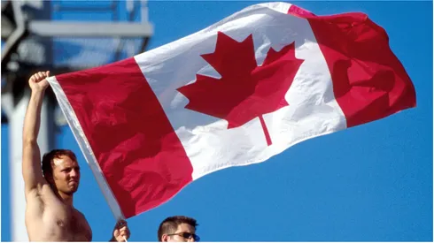 Canadian fan with flag