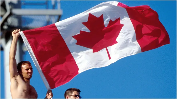 Canadian fan with flag